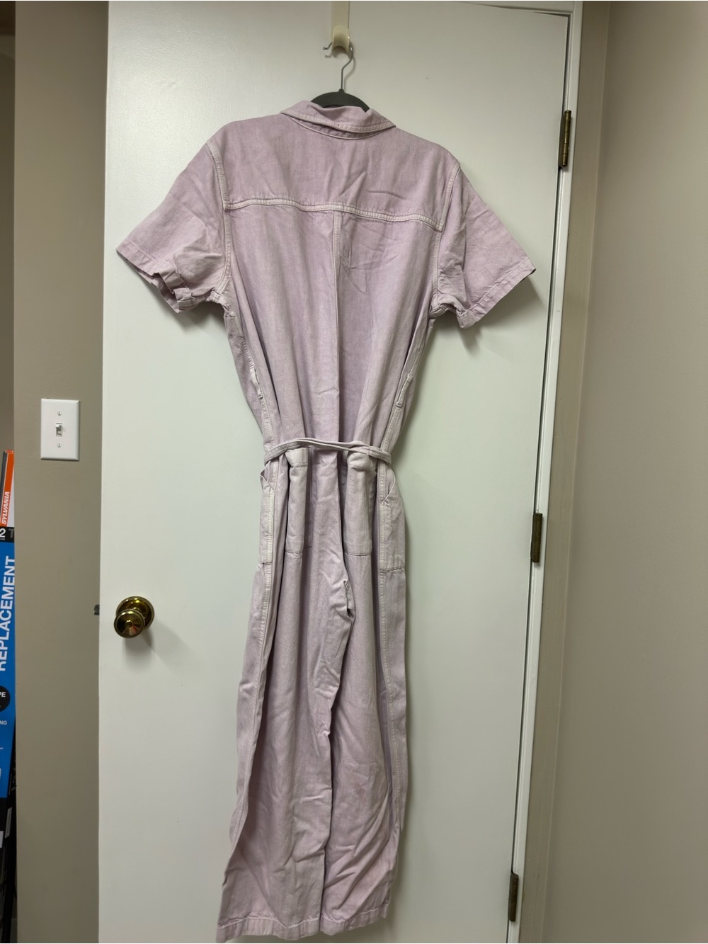 Old Navy Pale Lavender Button-Front Jumpsuit with Tie - Picture 4 of 4